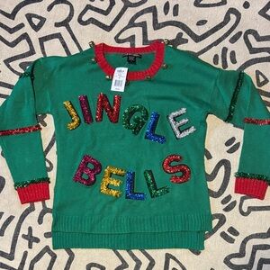 Ugly Christmas sweater with jingle bell neckline